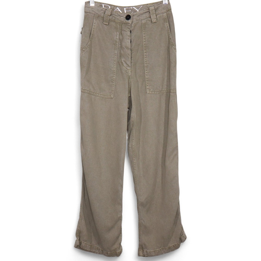 RAEY Sz 4 Olive Utility Pants High Waist Pockets Straight Leg Casual Trousers